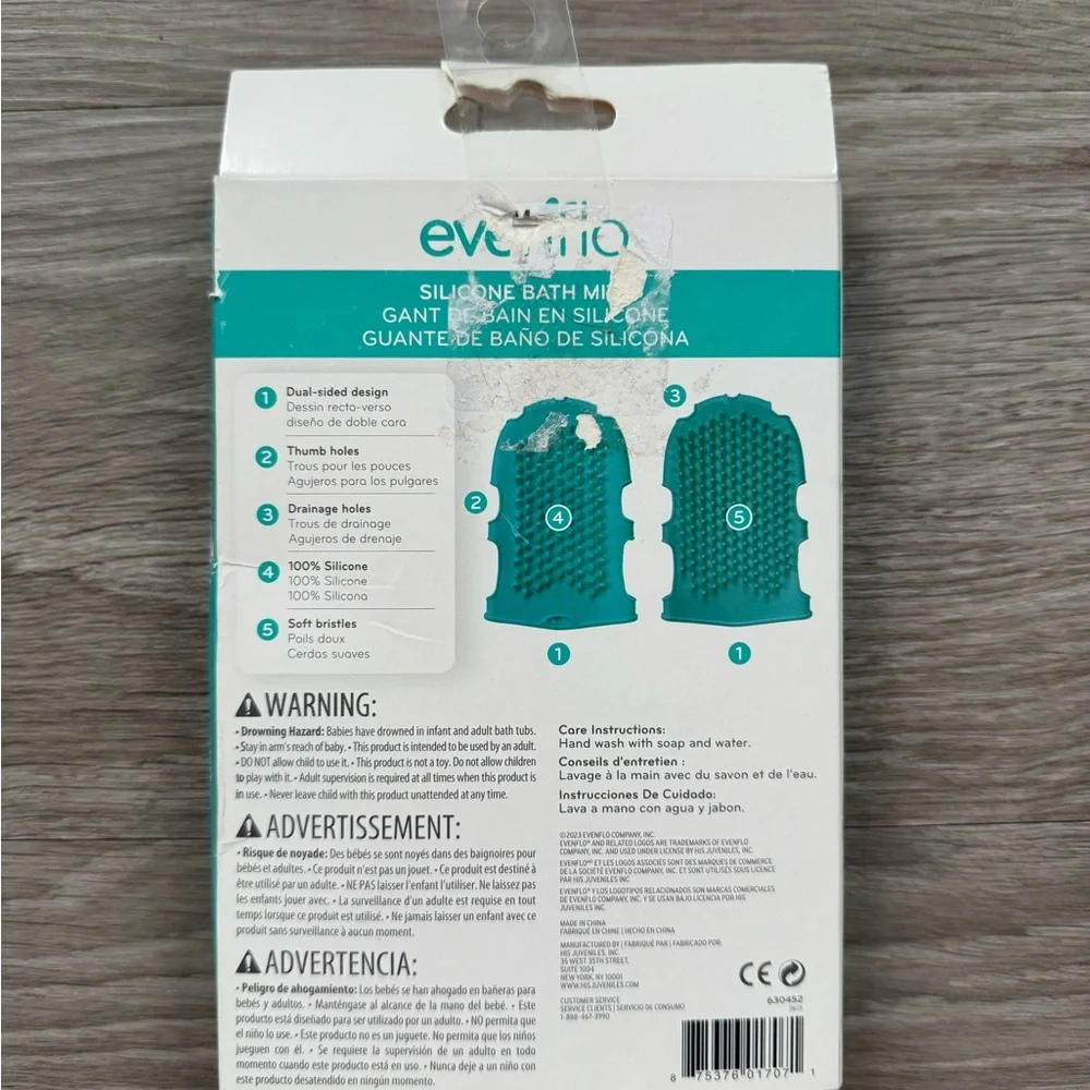 evenflo Teal Silicone Bath Mitt for Baby Kids